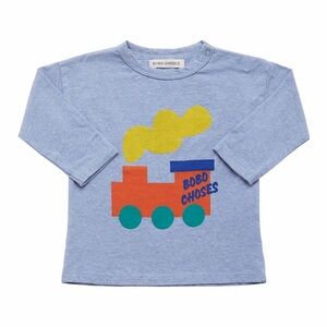 NWOT Bobo Choses Light Blue Train Graphic Long Sleeve Tee- 18 Months